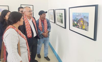 विपद् व्यवस्थापनसम्बन्धी सन्देशसहित कार्टुन प्रदर्शनी