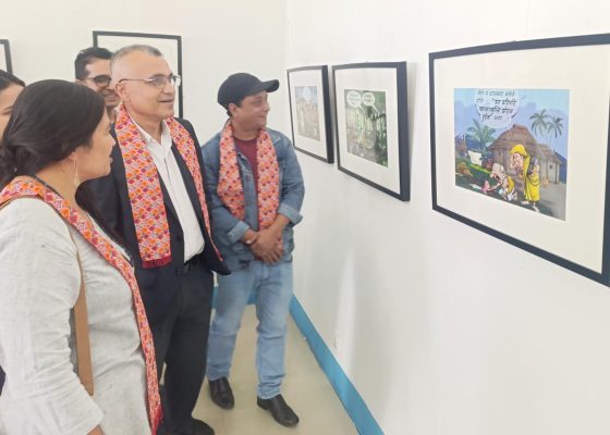 विपद् व्यवस्थापनसम्बन्धी सन्देशसहित कार्टुन प्रदर्शनी